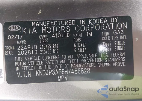 2017 Kia Soul + из США, поврежденный, VIN KNDJP3A56H7486828